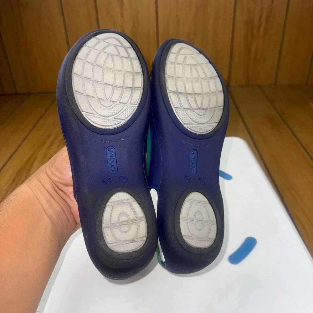 Crocs Isabella Strappy Sandals Cerulean Blue Green Womens 7 Slingback Flats